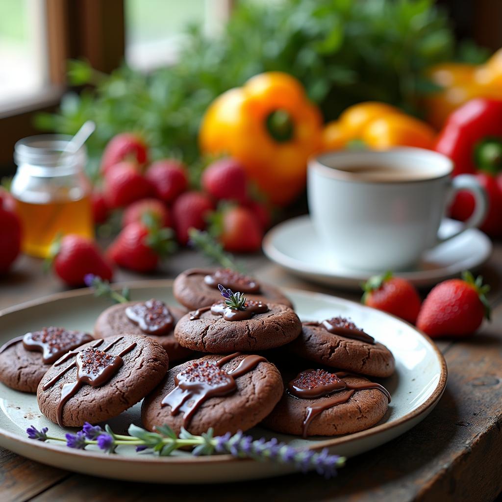 Chocolate-Infused Old-Fashioned Sugar Cookies with Lavender Honey Glaze