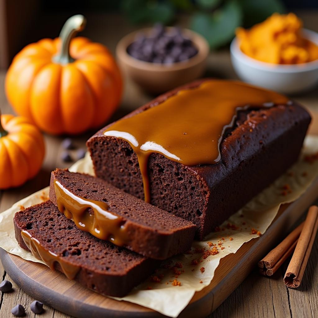 Chocolate-Infused Pumpkin Bread with Spiced Maple Glaze