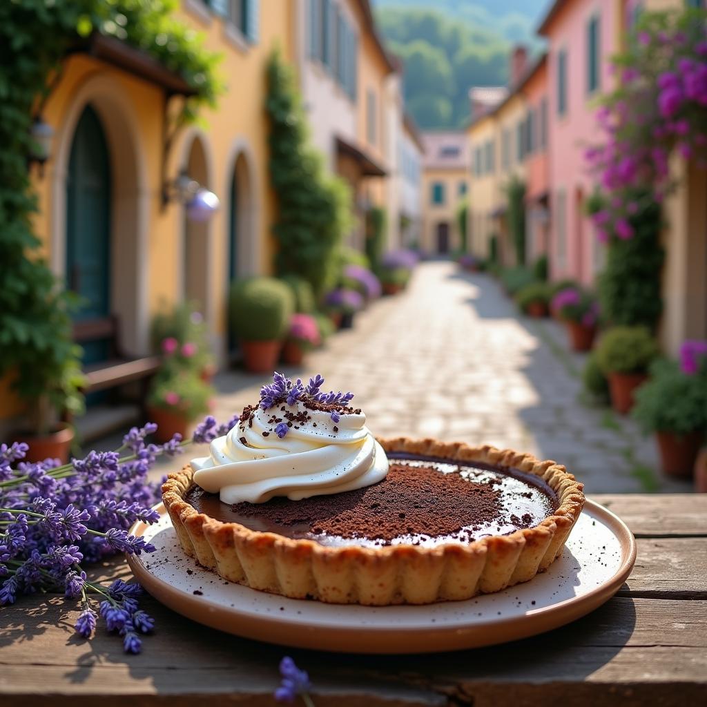 Chocolate-Infused Sugar Pie with Lavender Cream