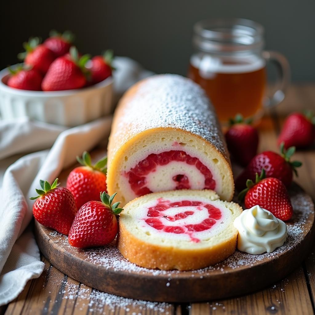 Classic Vanilla Jelly Roll with Strawberry Jam