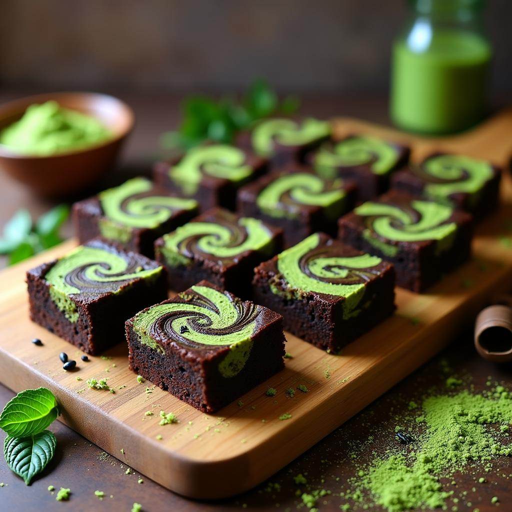 Decadent Black Sesame Brownies with Matcha Swirl