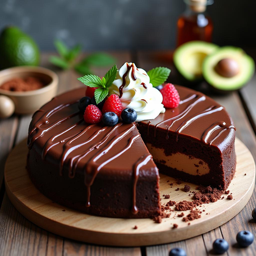 Decadent Chocolate Avocado Pudding Cake