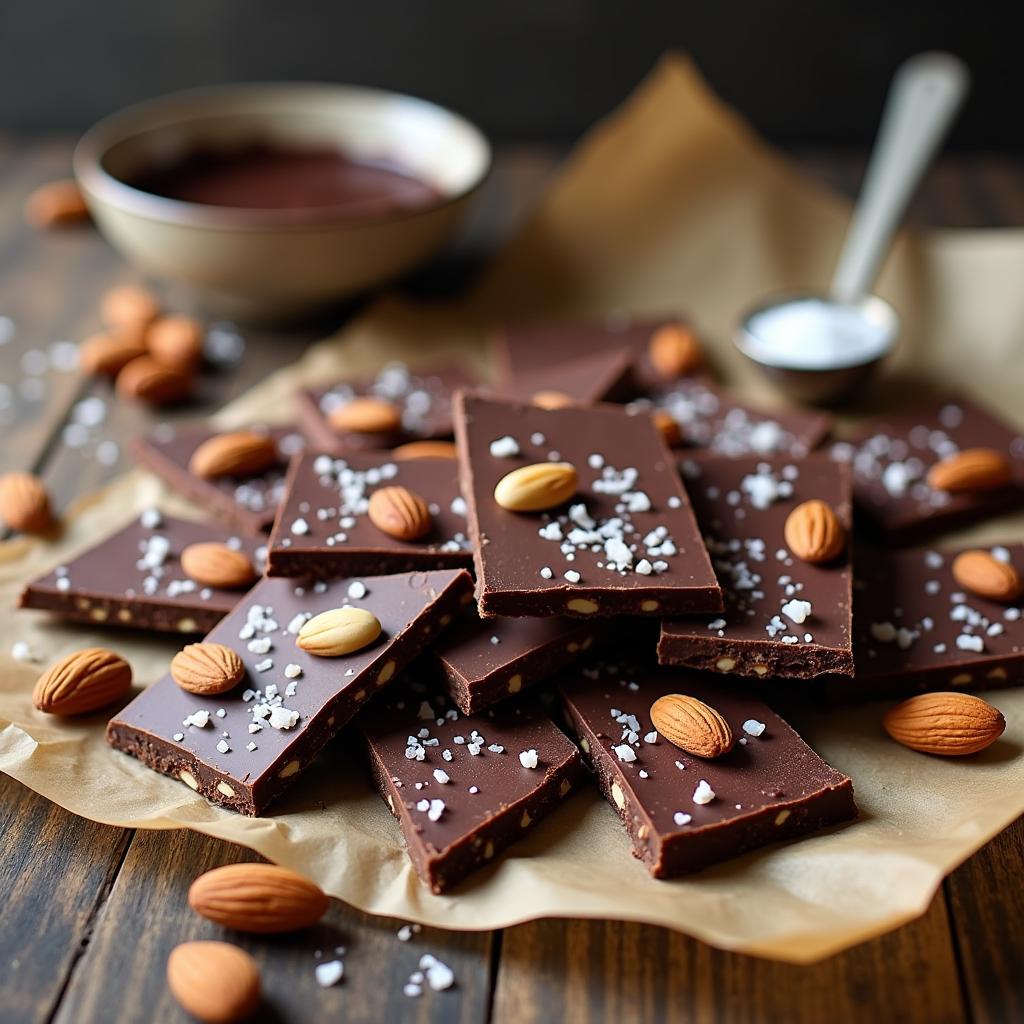 Decadent Dark Chocolate Almond Bark with Sea Salt