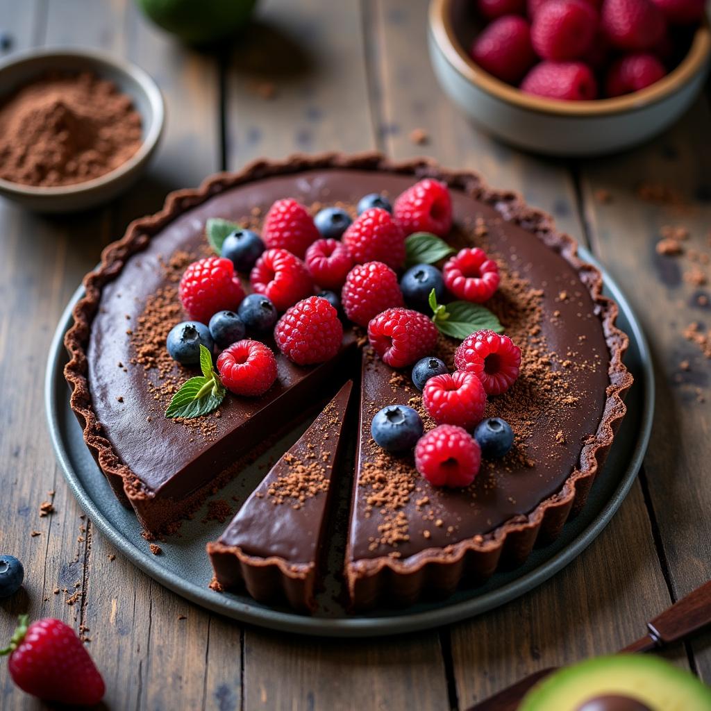 Decadent Dark Chocolate Tart with Avocado Mousse