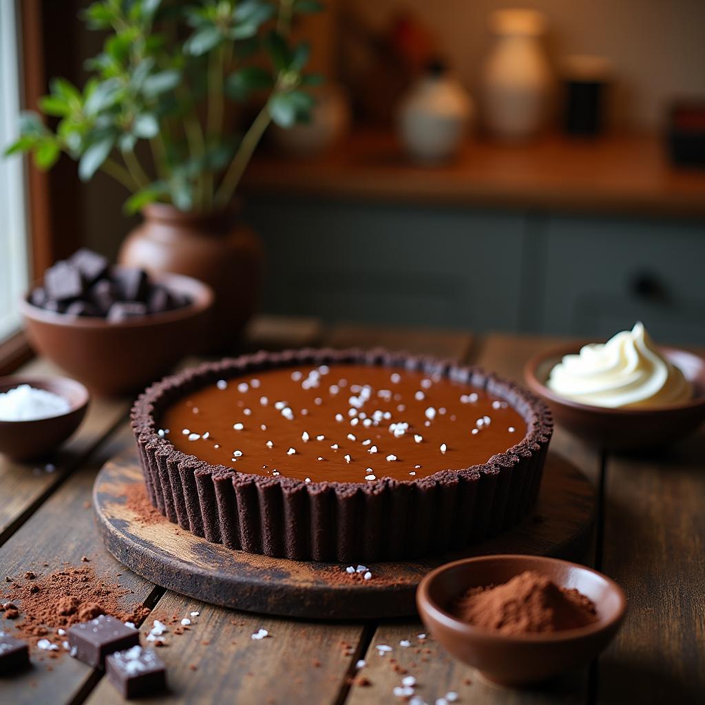 Decadent Dark Chocolate Tart with Sea Salt Caramel