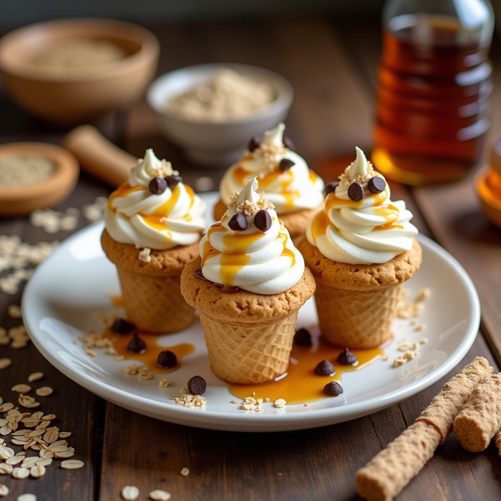 Decadent Oatmeal Cookie Cones with Whipped Maple Cream