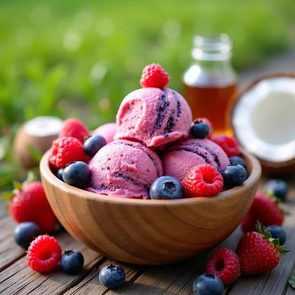 Decadent Vegan Gelato with Fresh Berries