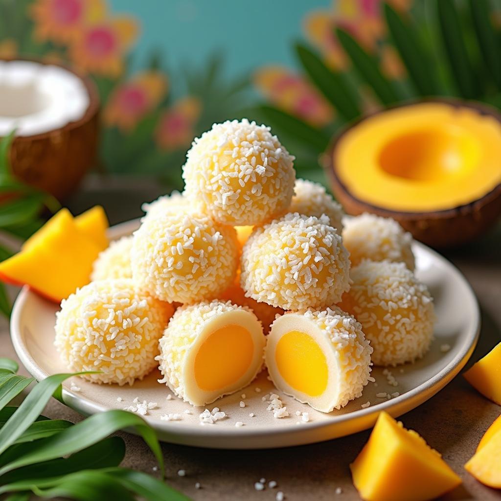 Delightful Mango Coconut Mochi