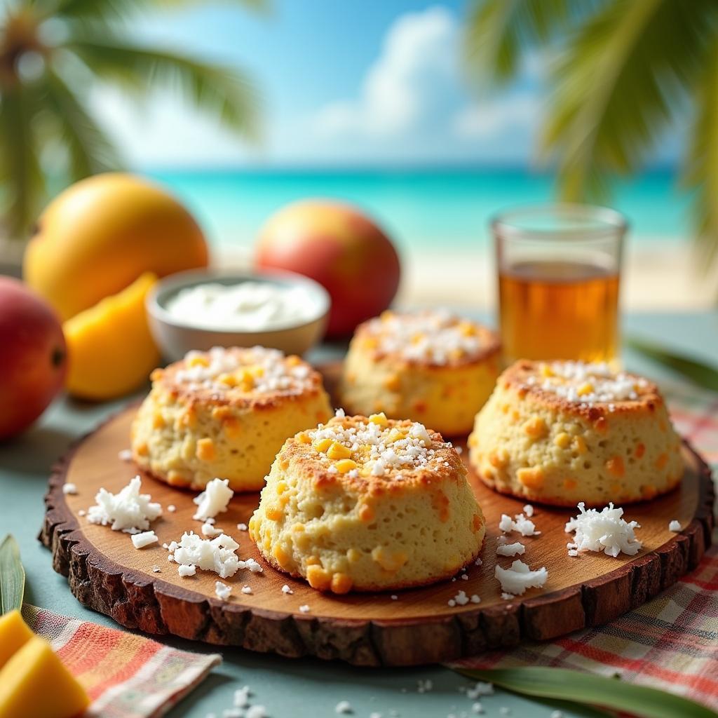 Exotic Coconut and Mango Drop Scones