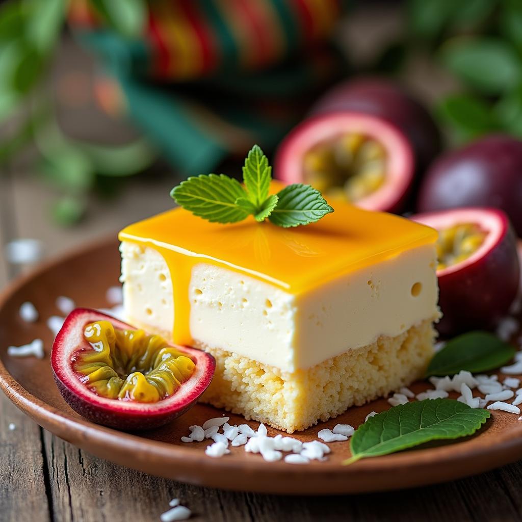 Exotic Coconut and Passion Fruit Vanilla Slice