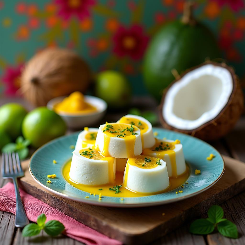 Exotic Coconut-Lime Semifreddo with Passion Fruit Swirl