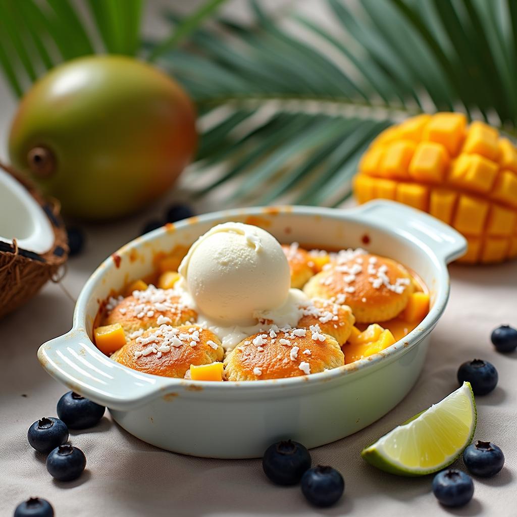 Exotic Mango and Coconut Cobbler with Lime Zest