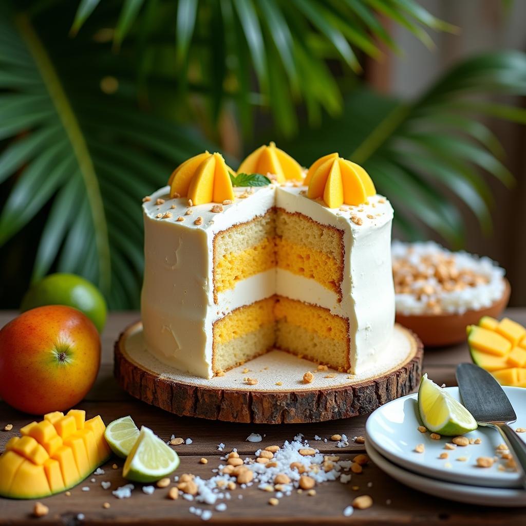 Exotic Mango Coconut Ice Cream Cake