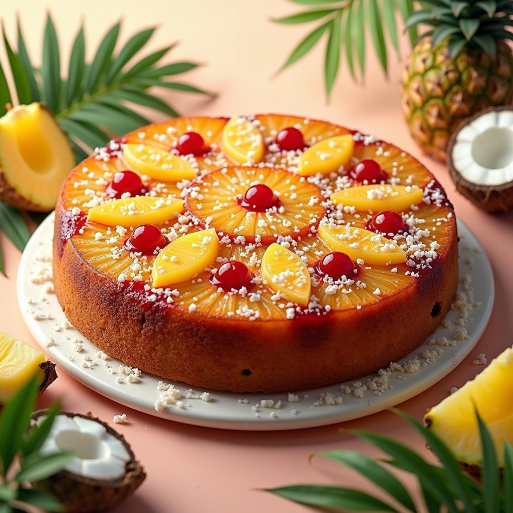 Exotic Pineapple Upside-Down Cake with Coconut and Cardamom