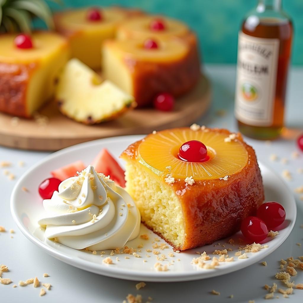 Exotic Pineapple-Upside Down Cake with Coconut Whipped Cream