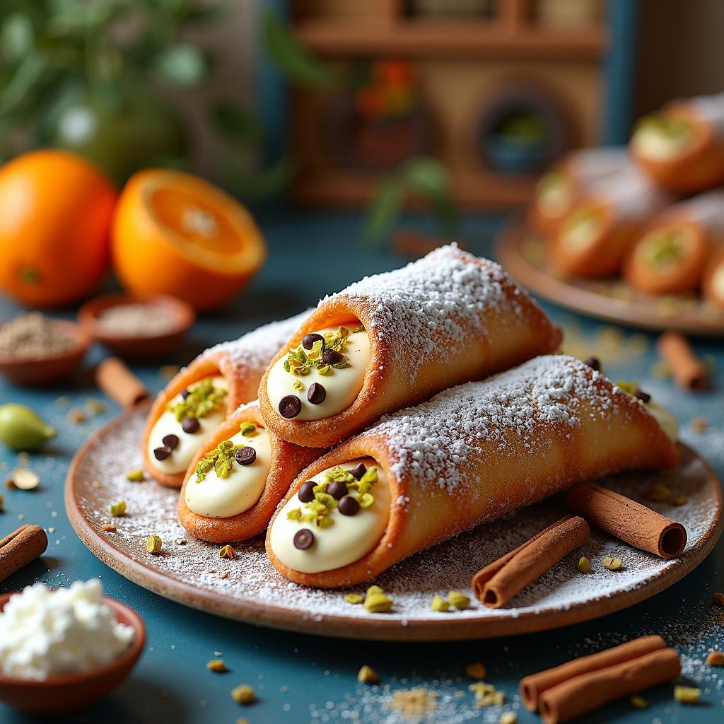 Exotic Spiced Cannoli with Pistachio and Cardamom