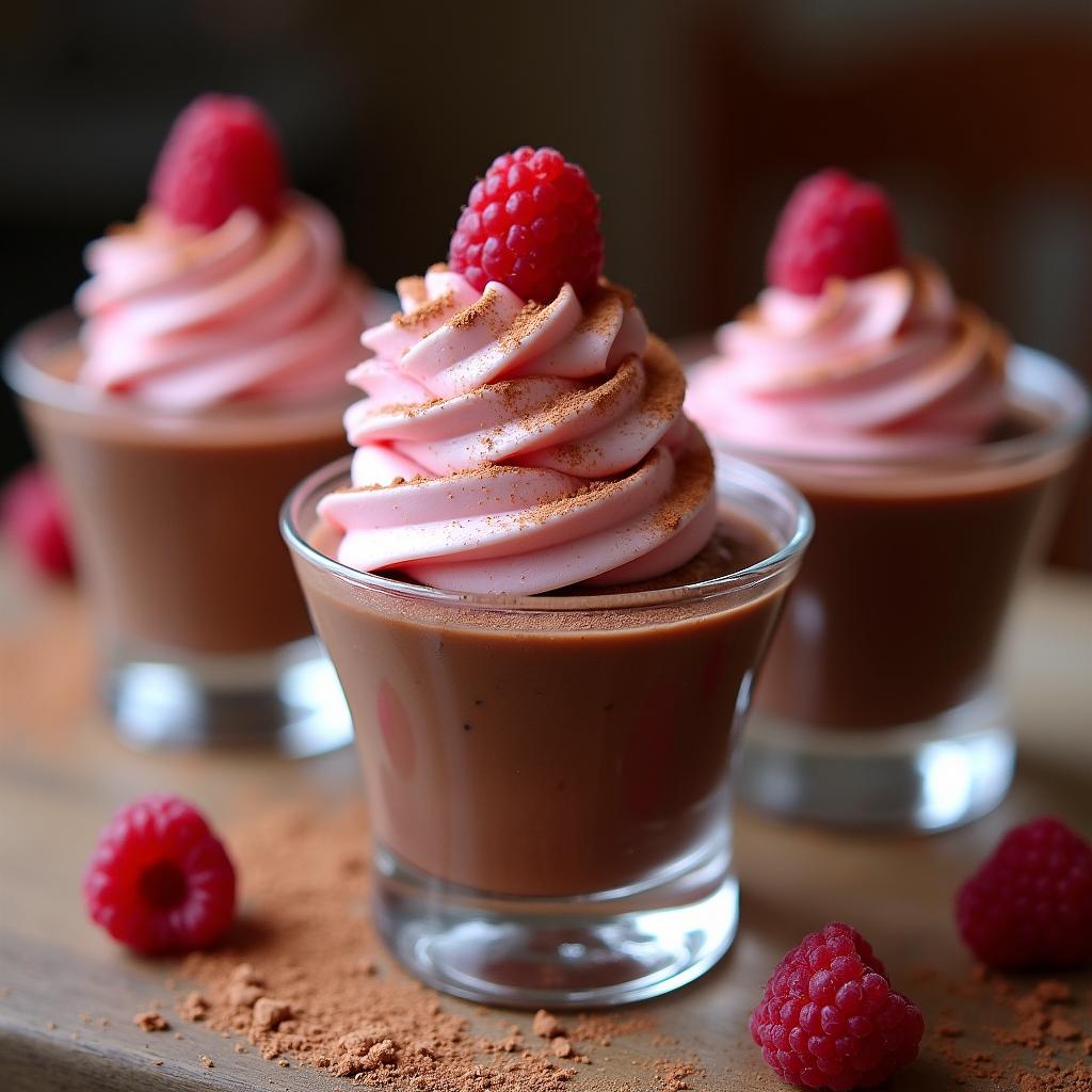 Gastronomic Avocado Chocolate Pudding with Raspberry Foam