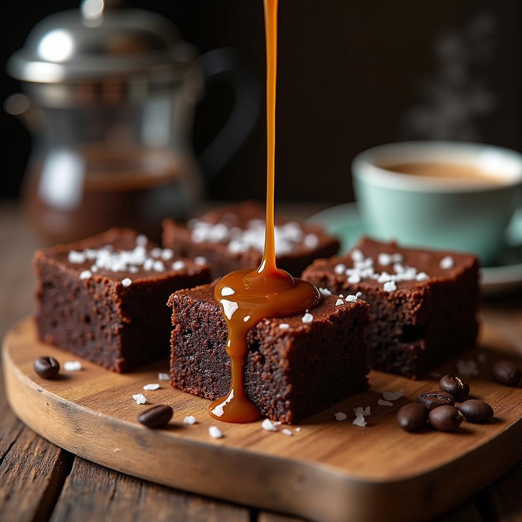 Gourmet Espresso Infused Brownies with Sea Salt Caramel Swirl