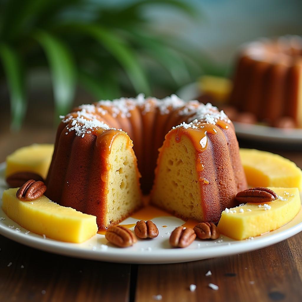 Gourmet Rum Cake with Spiced Caramel Sauce