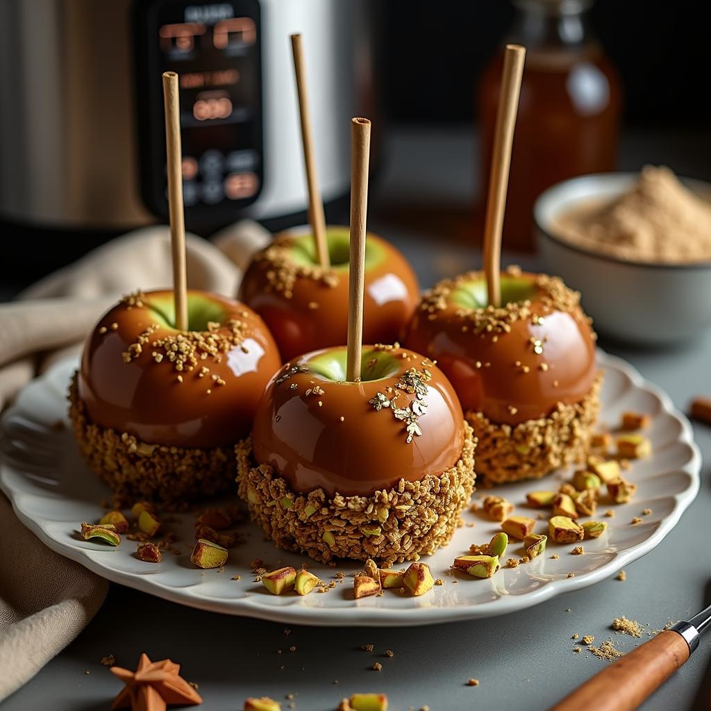 Gourmet Toffee Apple with Spiced Caramel and Pistachio Dust