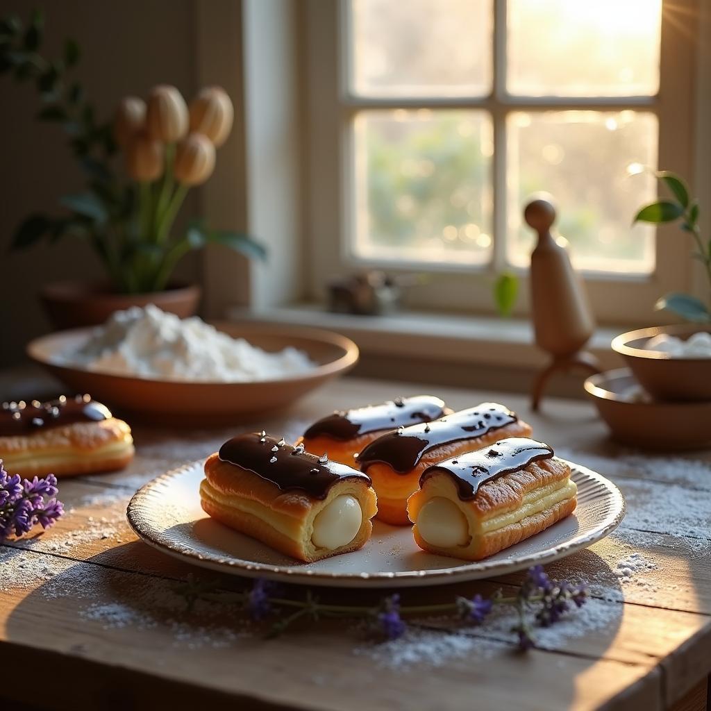 Heavenly Vanilla Bean Éclairs with Chocolate Ganache