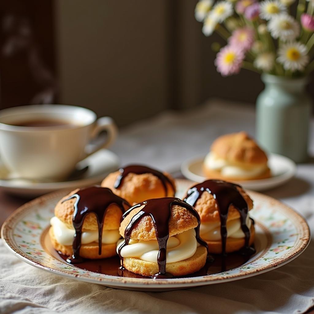 Heavenly Vanilla Bean Profiteroles with Dark Chocolate Drizzle