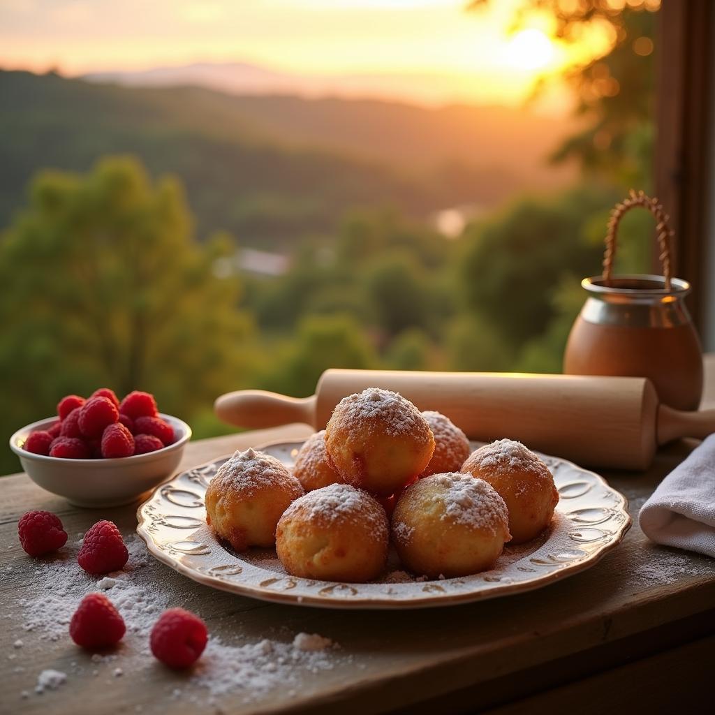 Heavenly Vanilla Bean Zeppole with Raspberry Compote