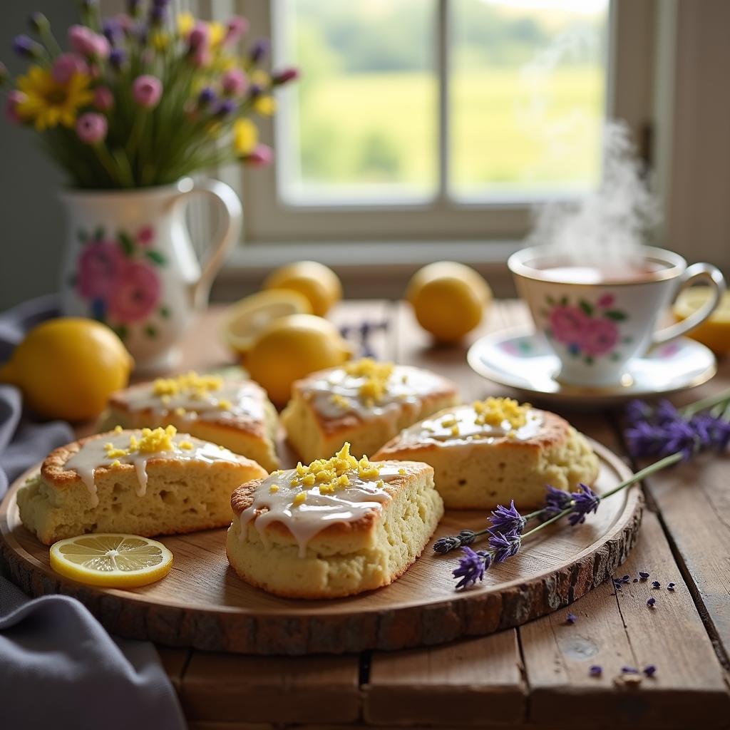 Lavender Honey Scones with Lemon Glaze