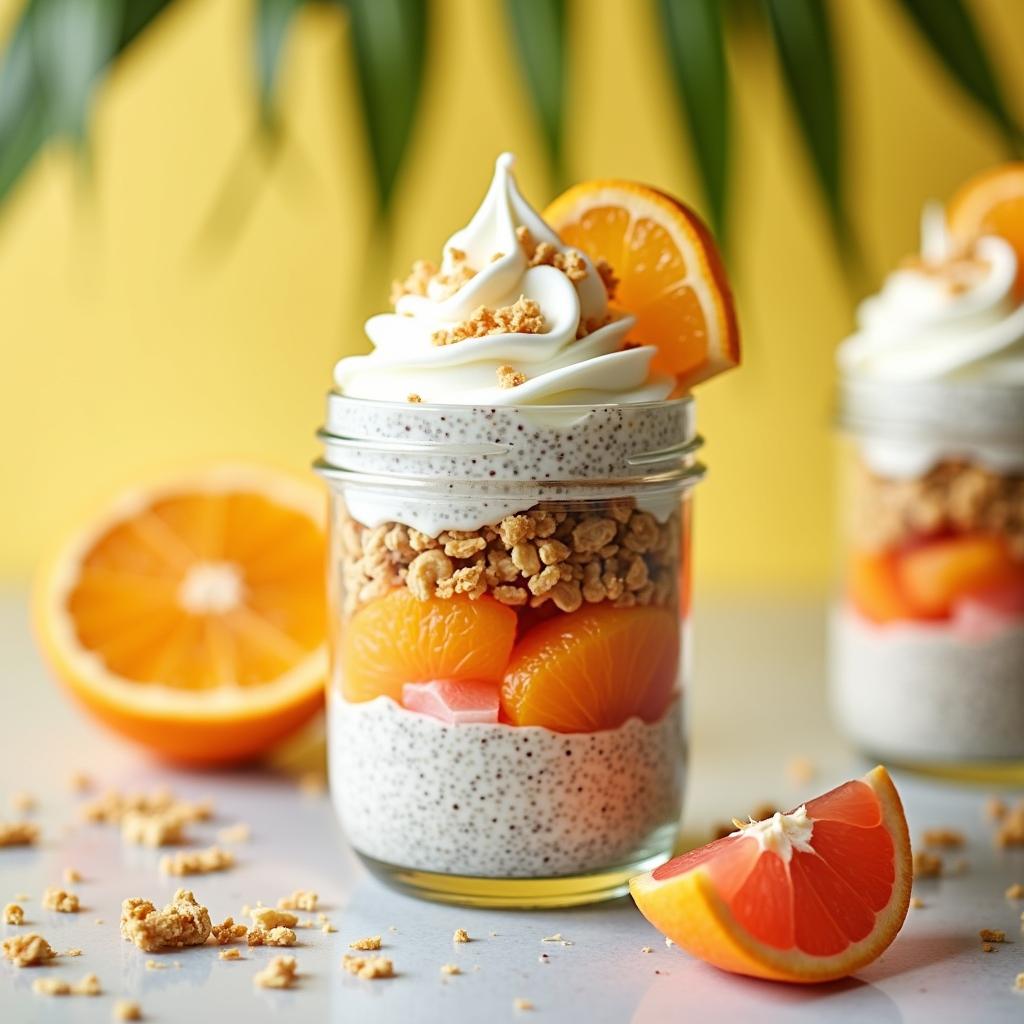 Layered Citrus Chia Parfait with Coconut Whip