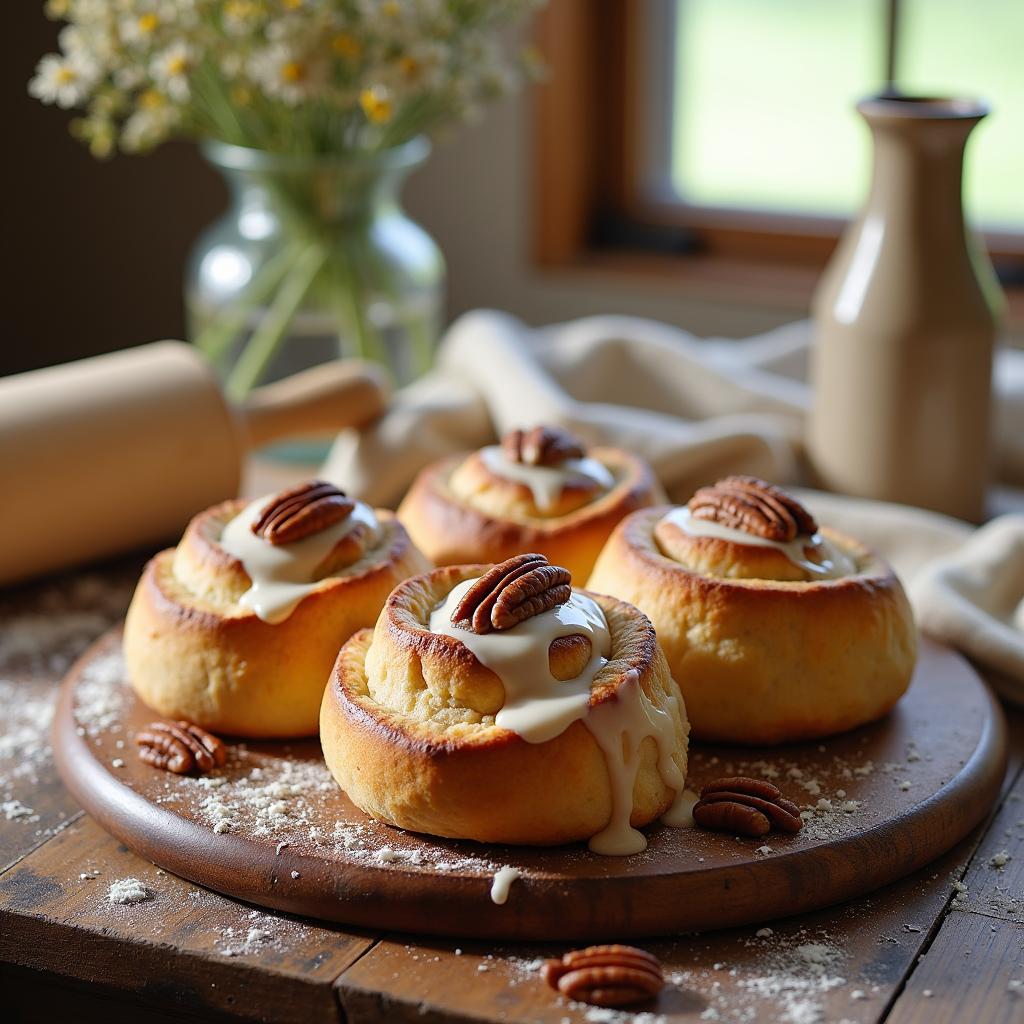 Maple Pecan Rolls with a Cream Cheese Glaze