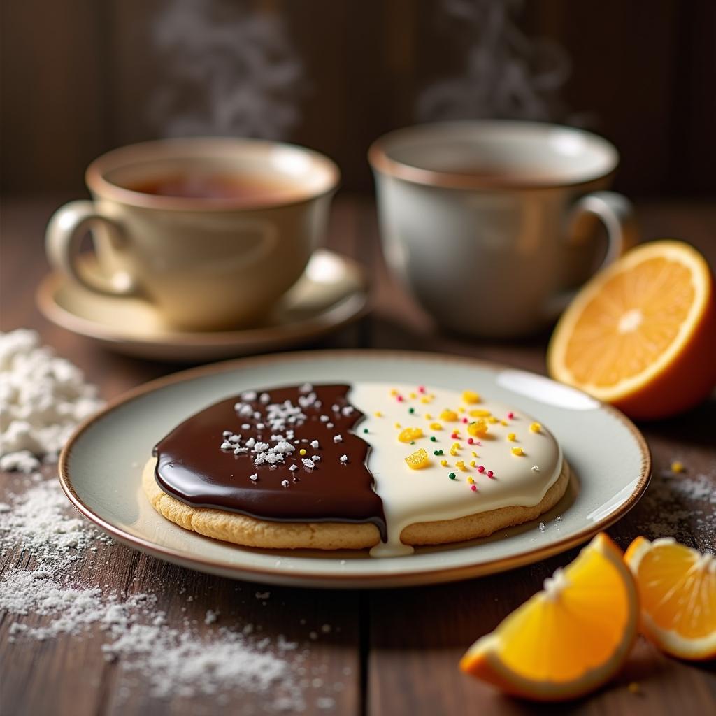 Modern Black and White Cookie with Citrus Glaze