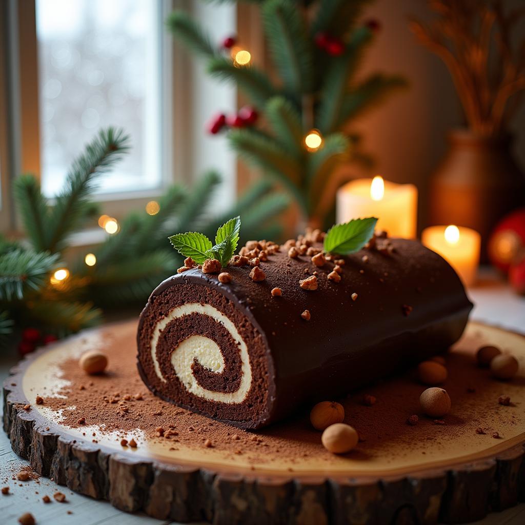 Modern Chocolate Hazelnut Yule Log