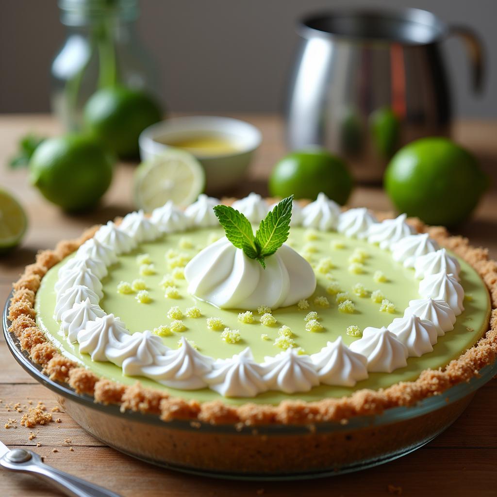 Modern Key Lime Pie with Coconut Whipped Cream and Lime Caviar