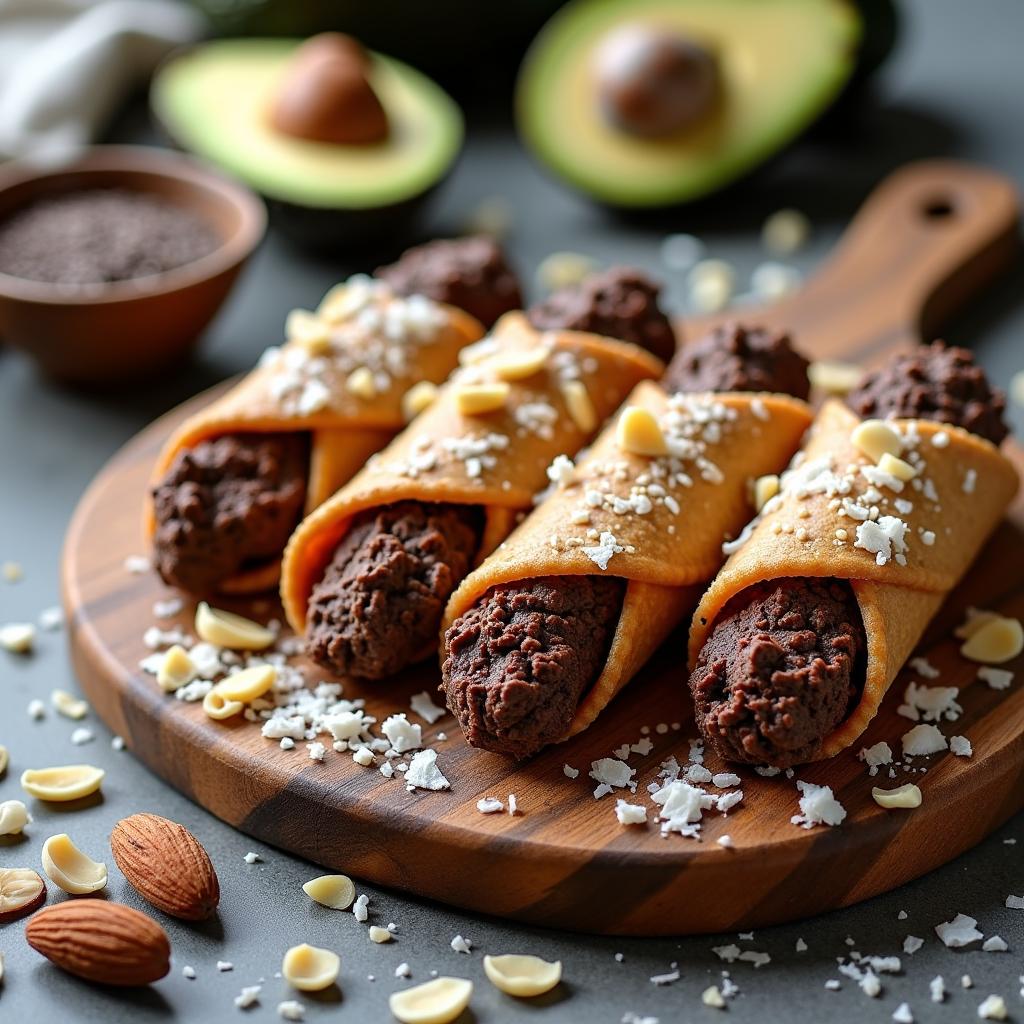 Nutritious Chia Seed Cannoli with Avocado Chocolate Cream