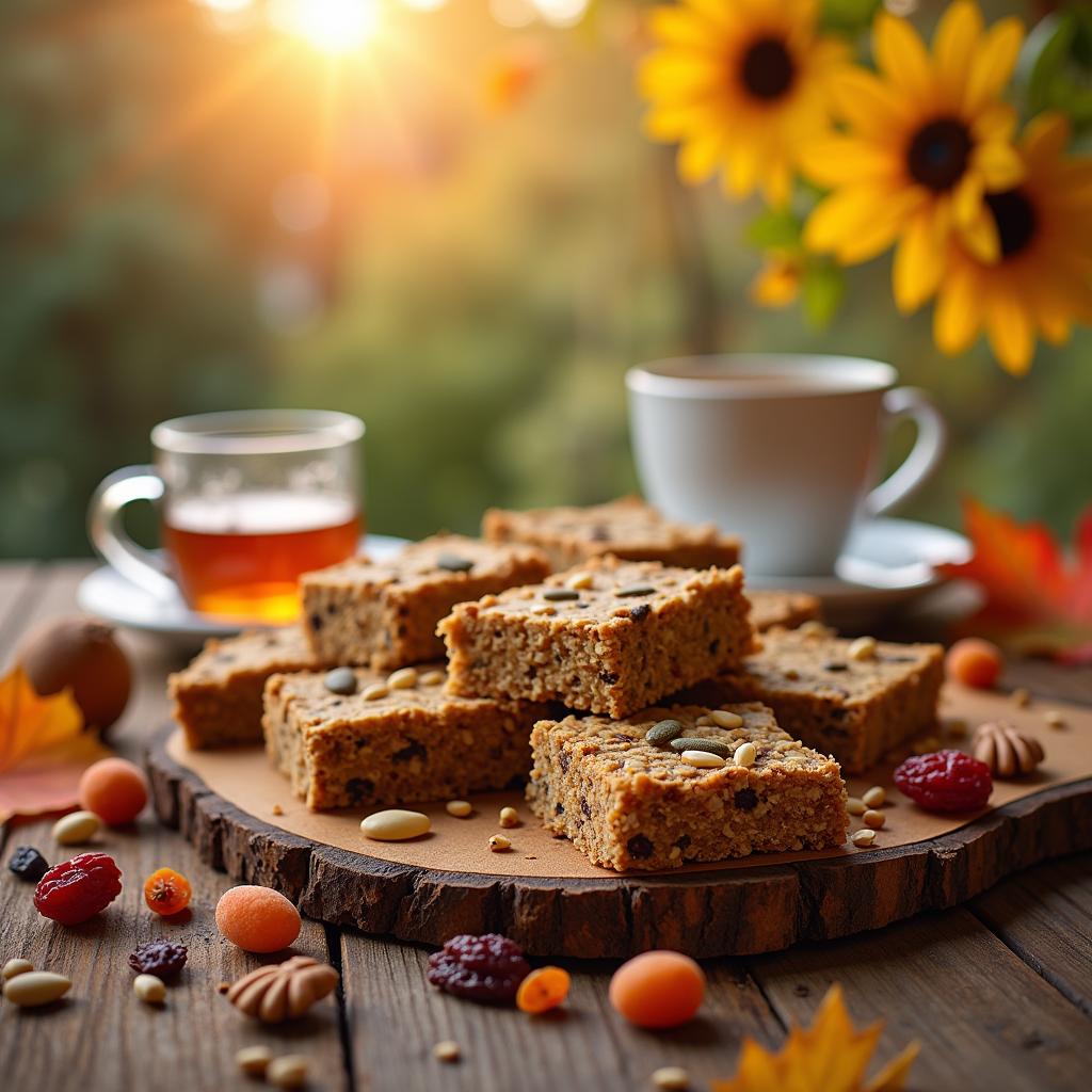 Nutty Harvest Granola Bars with Honey and Dried Fruits