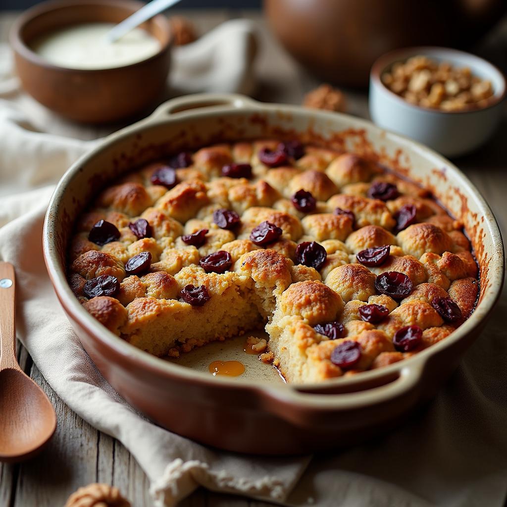 Nutty Quinoa Bread Pudding with Maple Coconut Drizzle