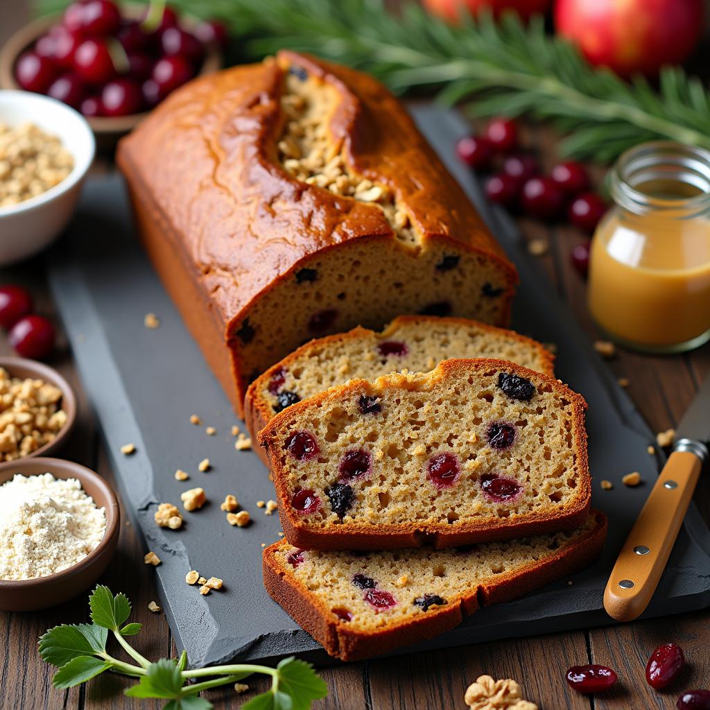 Nutty Quinoa Sweetbread with Maple Tahini Drizzle