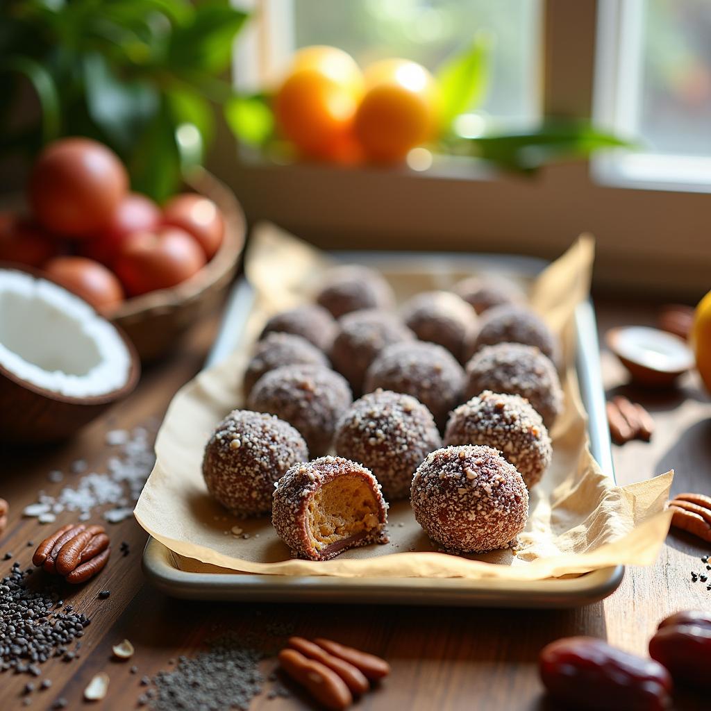 Nutty Superfood Pralines with Coconut and Chia Seeds