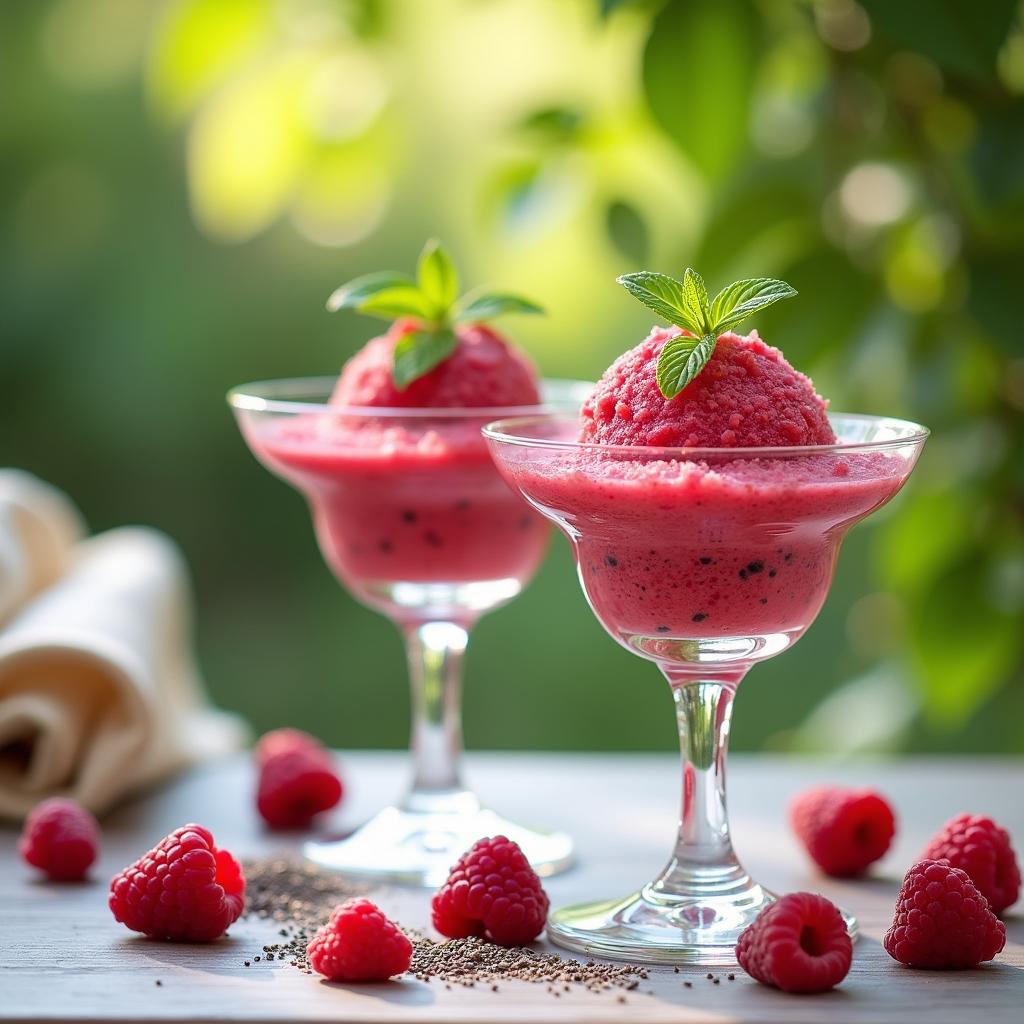 Refreshing Raspberry Chia Seed Granita