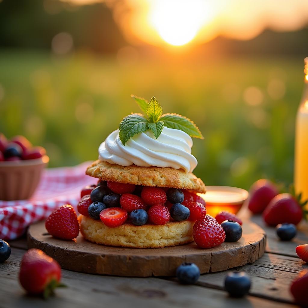 Rustic Berry Shortcake with Honey Whipped Cream