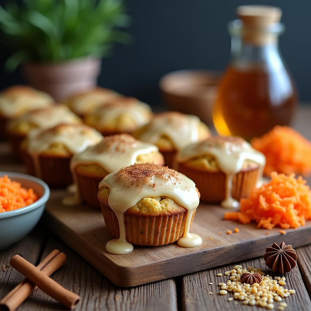 Spiced Carrot and Quinoa Muffins with Maple Tahini Drizzle