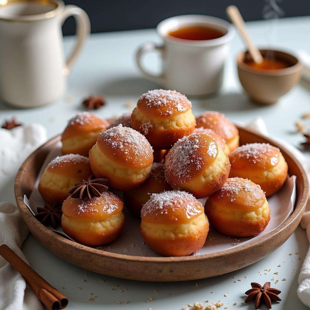 Spiced Chai Donut Holes with Maple Coconut Glaze