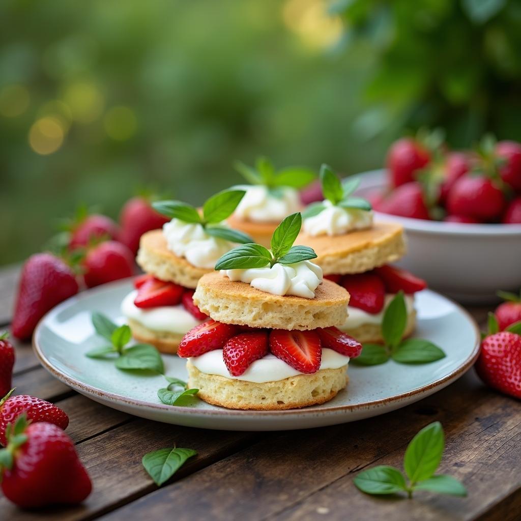 Strawberry Basil Shortcake with Honey Whipped Cream