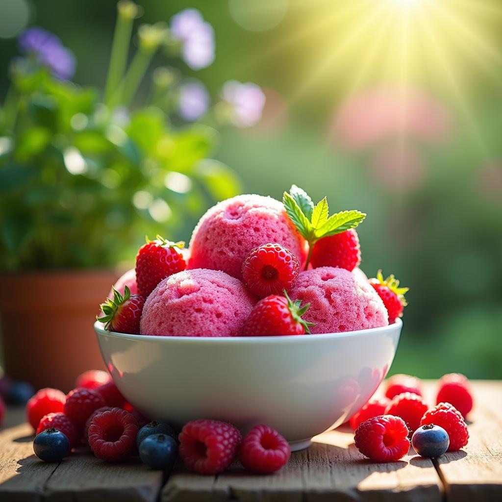 Summer Berry Granita with a Hint of Mint