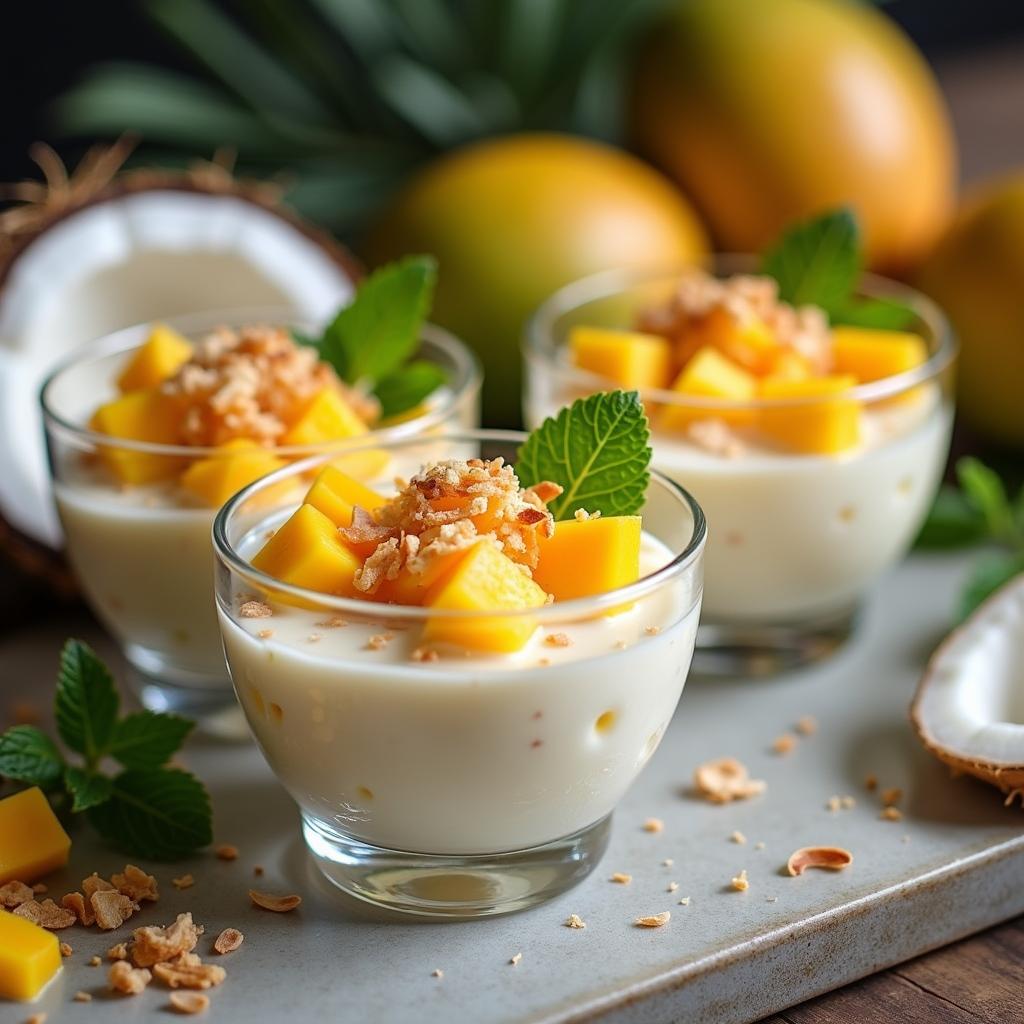 Superfood Coconut Tapioca Pudding with Chia and Mango