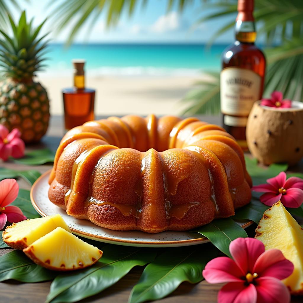 Tropical Caribbean Rum Cake with Pineapple Glaze