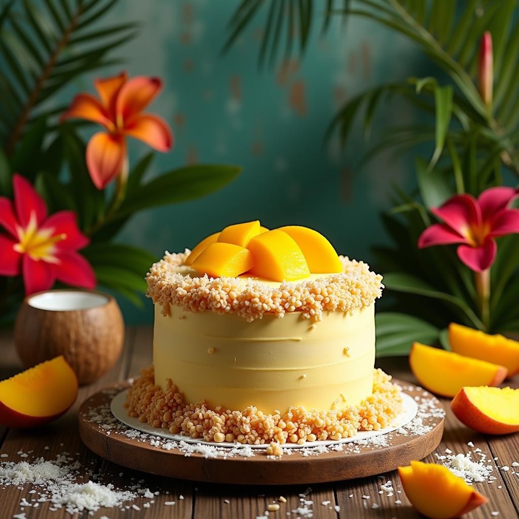 Tropical Paradise Mango Coconut Cake