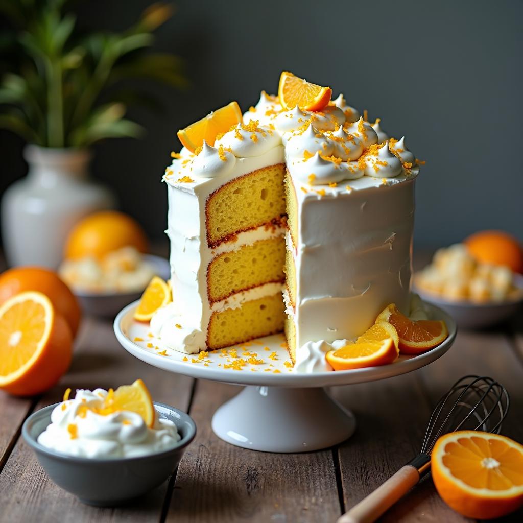 Vegan Citrus Chiffon Cake with Coconut Whipped Cream