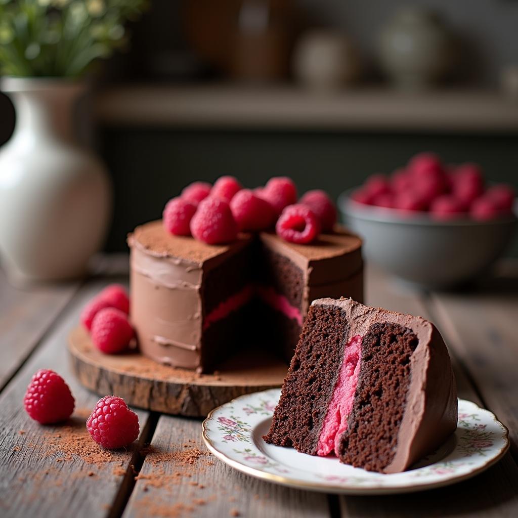 Velvety Chocolate Mousse Cake with a Raspberry Twist