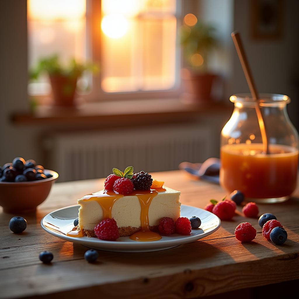 Velvety Honey Almond Semifreddo with Fresh Berries